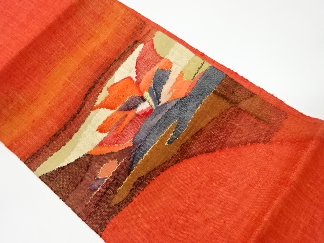 JAPANESE KIMONO / VINTAGE NAGOYA OBI / TSUMUGI / WOVEN ABSTRACT PATTERN